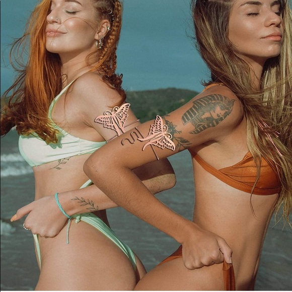 18K Rose Gold Plated Butterfly Upper Arm Cuff - Picture 3 of 3